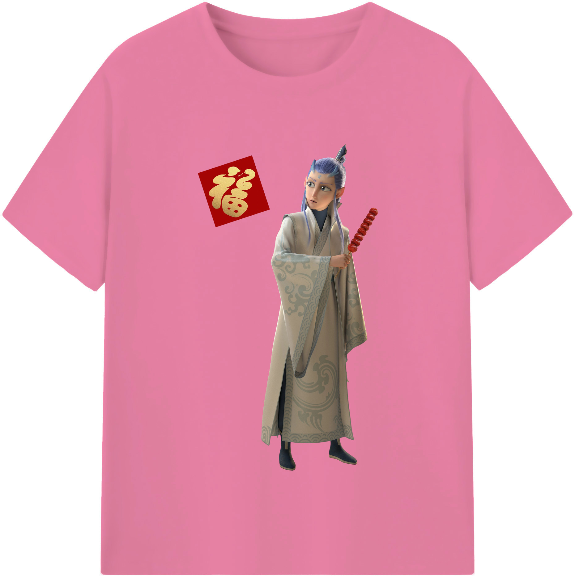 （画像用） Ne Zha 2 ナタ 魔童の大暴れ 綿100％半袖Tシャツ（フロントプリント）